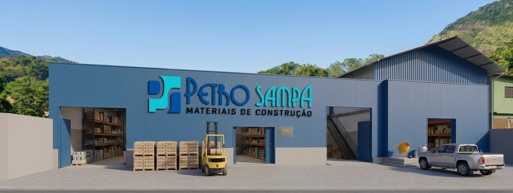 Fachada da PetroSampa Materiais de Construção em Corrêas, Petrópolis